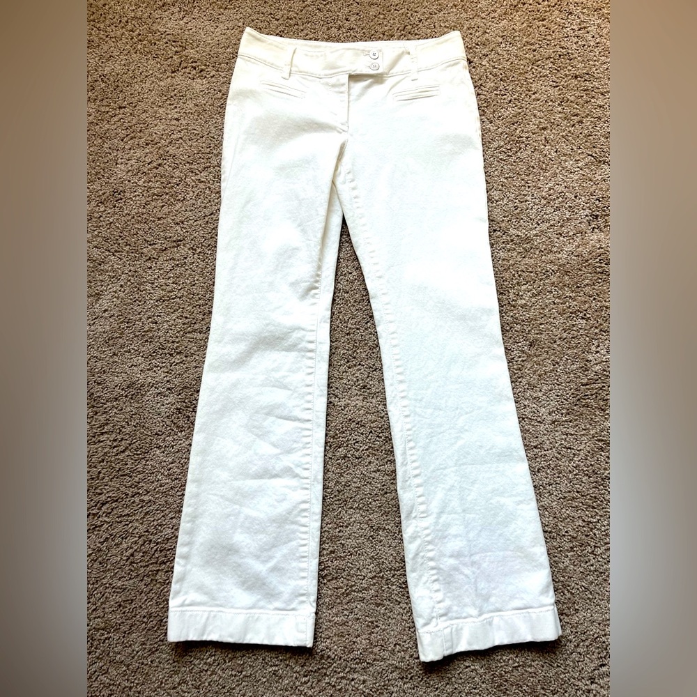 Ann Taylor Loft White Straight-Leg Jeans, Size 00P, used good condition